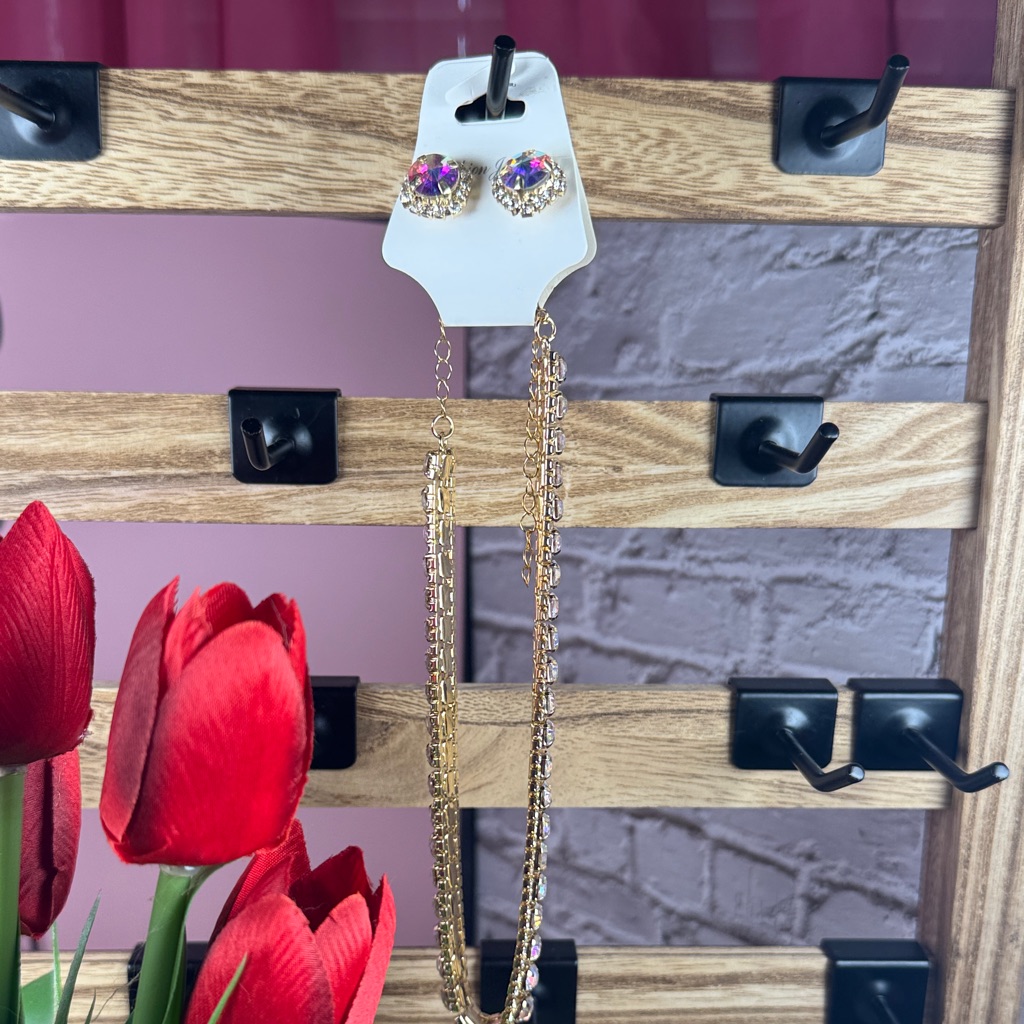 Gold And Purple Crystal Earrings 7$